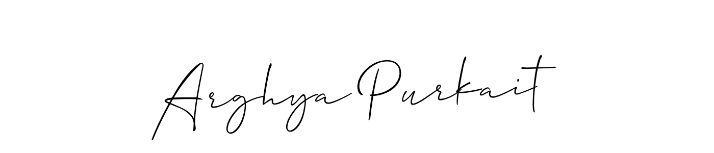 The best way (Allison_Script) to make a short signature is to pick only two or three words in your name. The name Arghya Purkait include a total of six letters. For converting this name. Arghya Purkait signature style 2 images and pictures png