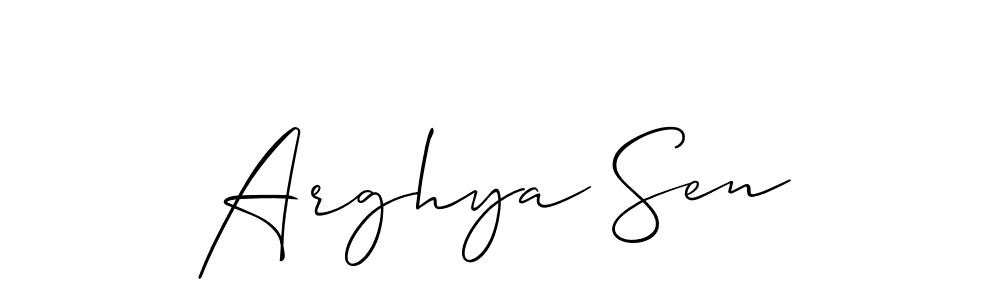 Use a signature maker to create a handwritten signature online. With this signature software, you can design (Allison_Script) your own signature for name Arghya Sen. Arghya Sen signature style 2 images and pictures png