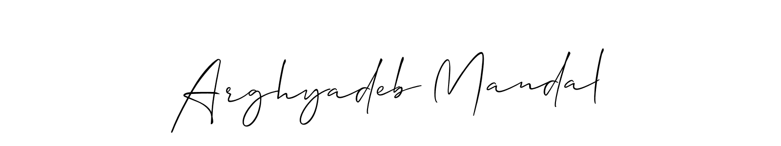 How to make Arghyadeb Mandal name signature. Use Allison_Script style for creating short signs online. This is the latest handwritten sign. Arghyadeb Mandal signature style 2 images and pictures png