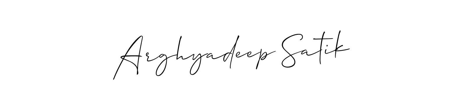 How to make Arghyadeep Satik name signature. Use Allison_Script style for creating short signs online. This is the latest handwritten sign. Arghyadeep Satik signature style 2 images and pictures png