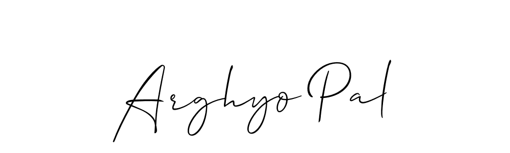 Use a signature maker to create a handwritten signature online. With this signature software, you can design (Allison_Script) your own signature for name Arghyo Pal. Arghyo Pal signature style 2 images and pictures png