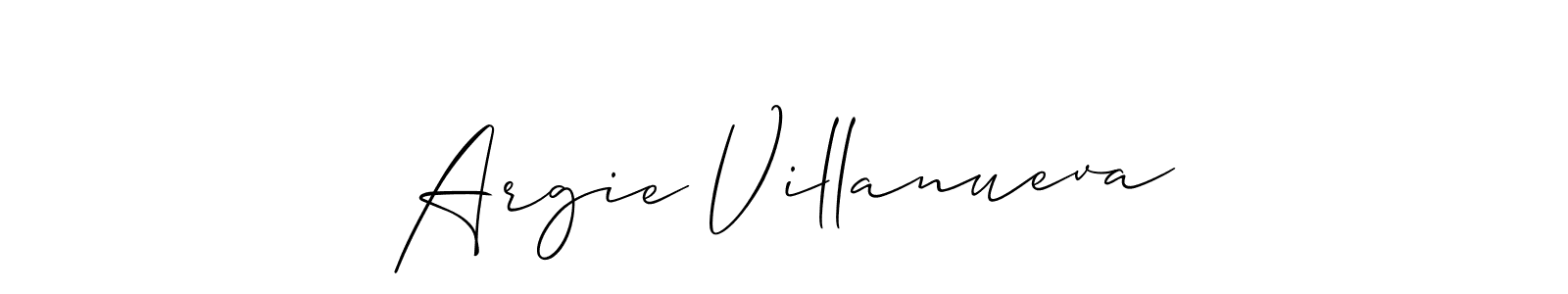 Allison_Script is a professional signature style that is perfect for those who want to add a touch of class to their signature. It is also a great choice for those who want to make their signature more unique. Get Argie Villanueva name to fancy signature for free. Argie Villanueva signature style 2 images and pictures png
