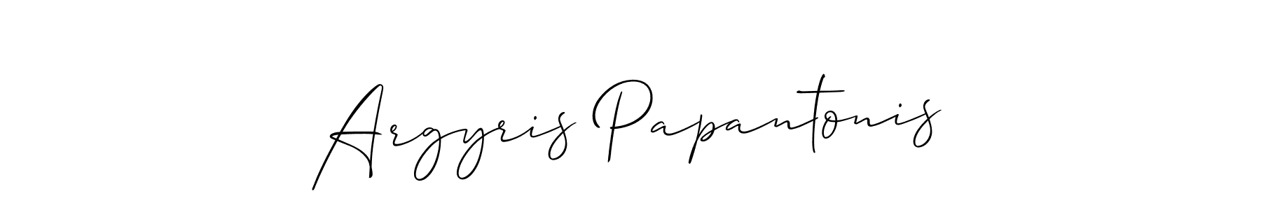 The best way (Allison_Script) to make a short signature is to pick only two or three words in your name. The name Argyris Papantonis include a total of six letters. For converting this name. Argyris Papantonis signature style 2 images and pictures png