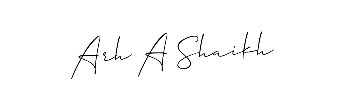 It looks lik you need a new signature style for name Arh A Shaikh. Design unique handwritten (Allison_Script) signature with our free signature maker in just a few clicks. Arh A Shaikh signature style 2 images and pictures png