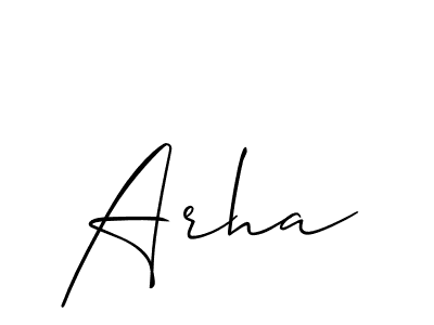 How to make Arha signature? Allison_Script is a professional autograph style. Create handwritten signature for Arha name. Arha signature style 2 images and pictures png