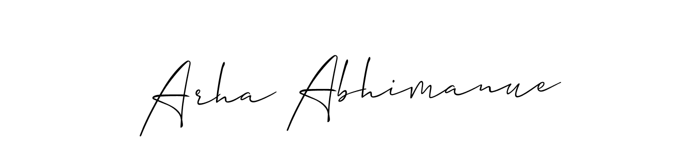 You should practise on your own different ways (Allison_Script) to write your name (Arha Abhimanue) in signature. don't let someone else do it for you. Arha Abhimanue signature style 2 images and pictures png