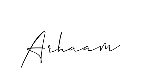 Design your own signature with our free online signature maker. With this signature software, you can create a handwritten (Allison_Script) signature for name Arhaam. Arhaam signature style 2 images and pictures png