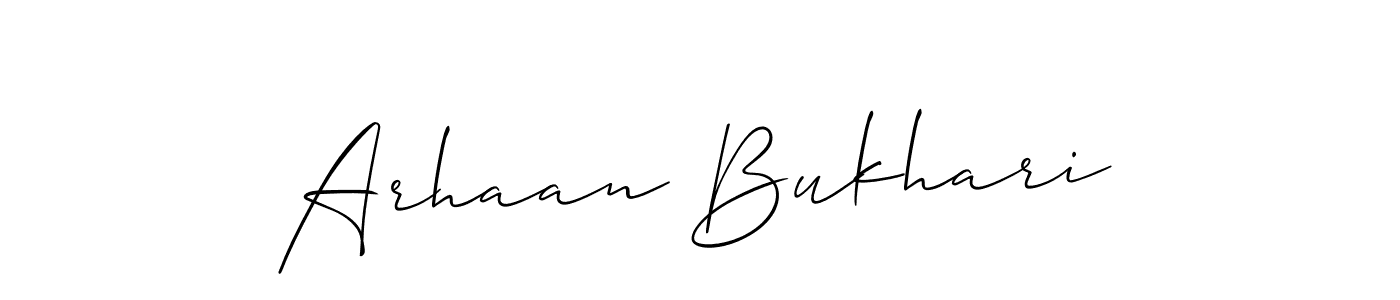 Allison_Script is a professional signature style that is perfect for those who want to add a touch of class to their signature. It is also a great choice for those who want to make their signature more unique. Get Arhaan Bukhari name to fancy signature for free. Arhaan Bukhari signature style 2 images and pictures png