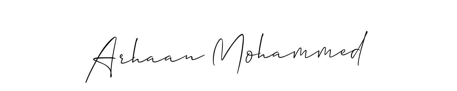 Also You can easily find your signature by using the search form. We will create Arhaan Mohammed name handwritten signature images for you free of cost using Allison_Script sign style. Arhaan Mohammed signature style 2 images and pictures png