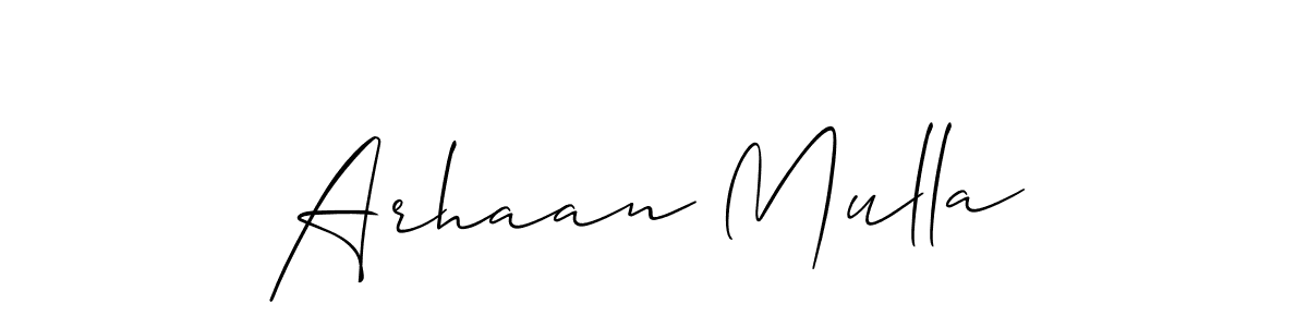 Use a signature maker to create a handwritten signature online. With this signature software, you can design (Allison_Script) your own signature for name Arhaan Mulla. Arhaan Mulla signature style 2 images and pictures png