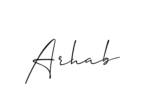 Design your own signature with our free online signature maker. With this signature software, you can create a handwritten (Allison_Script) signature for name Arhab. Arhab signature style 2 images and pictures png