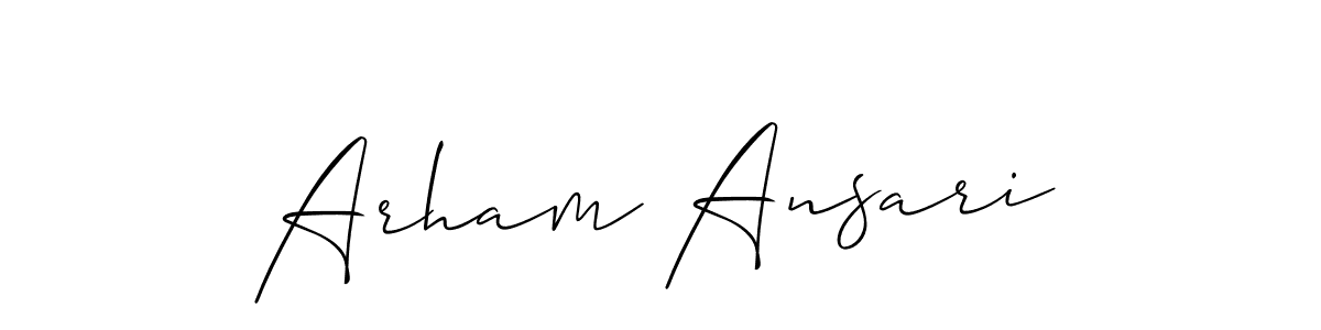 Make a beautiful signature design for name Arham Ansari. With this signature (Allison_Script) style, you can create a handwritten signature for free. Arham Ansari signature style 2 images and pictures png
