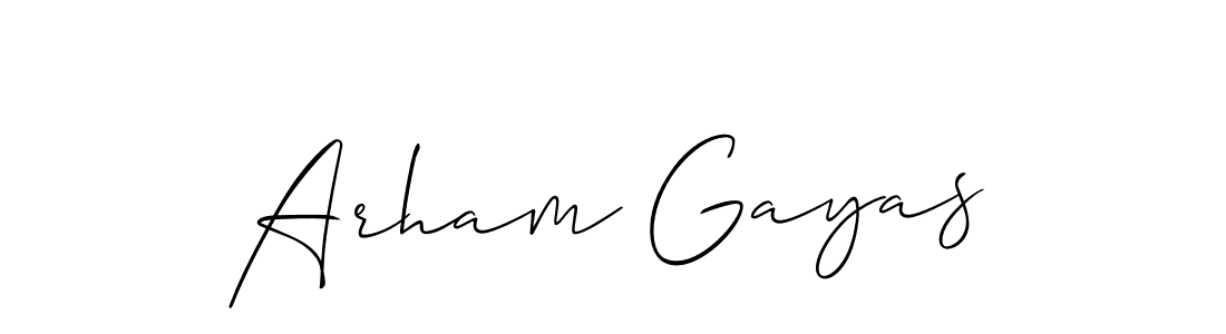 Design your own signature with our free online signature maker. With this signature software, you can create a handwritten (Allison_Script) signature for name Arham Gayas. Arham Gayas signature style 2 images and pictures png