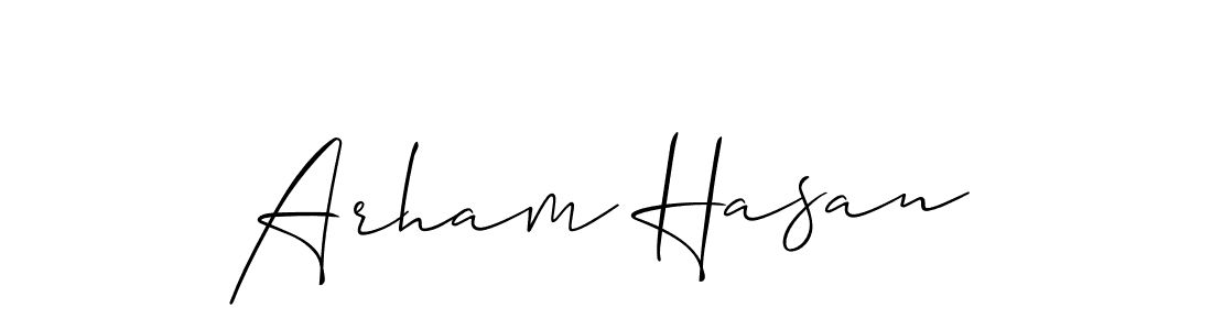 Also You can easily find your signature by using the search form. We will create Arham Hasan name handwritten signature images for you free of cost using Allison_Script sign style. Arham Hasan signature style 2 images and pictures png