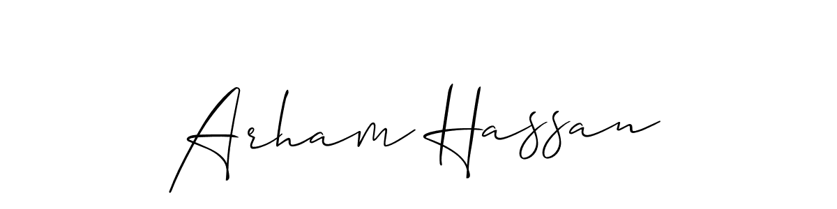 How to Draw Arham Hassan signature style? Allison_Script is a latest design signature styles for name Arham Hassan. Arham Hassan signature style 2 images and pictures png