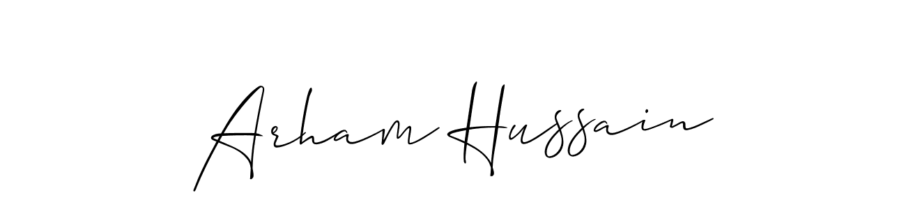 Arham Hussain stylish signature style. Best Handwritten Sign (Allison_Script) for my name. Handwritten Signature Collection Ideas for my name Arham Hussain. Arham Hussain signature style 2 images and pictures png