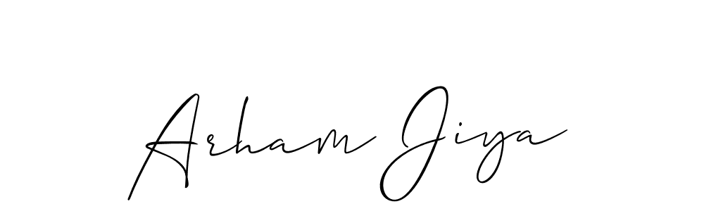 It looks lik you need a new signature style for name Arham Jiya. Design unique handwritten (Allison_Script) signature with our free signature maker in just a few clicks. Arham Jiya signature style 2 images and pictures png