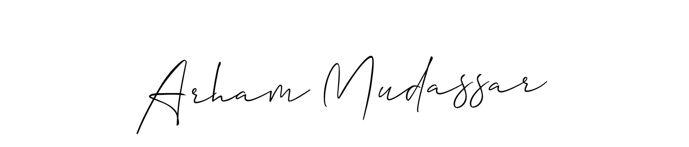The best way (Allison_Script) to make a short signature is to pick only two or three words in your name. The name Arham Mudassar include a total of six letters. For converting this name. Arham Mudassar signature style 2 images and pictures png