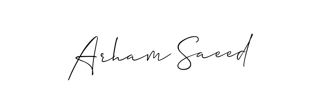 How to make Arham Saeed name signature. Use Allison_Script style for creating short signs online. This is the latest handwritten sign. Arham Saeed signature style 2 images and pictures png