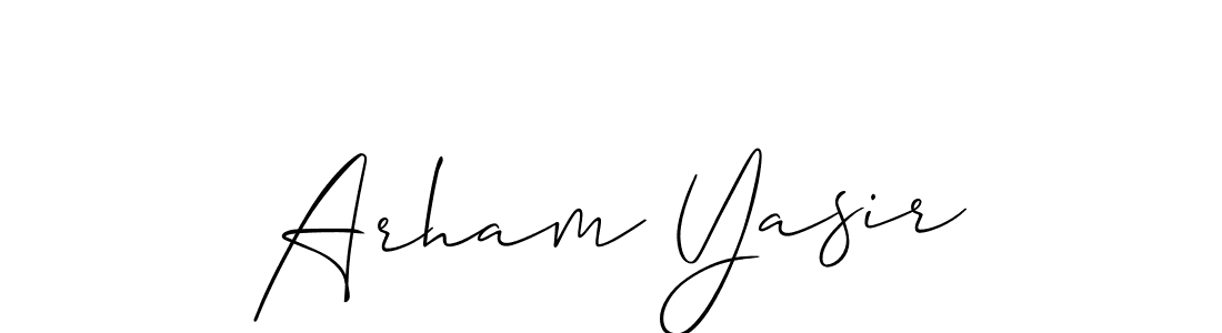 Design your own signature with our free online signature maker. With this signature software, you can create a handwritten (Allison_Script) signature for name Arham Yasir. Arham Yasir signature style 2 images and pictures png