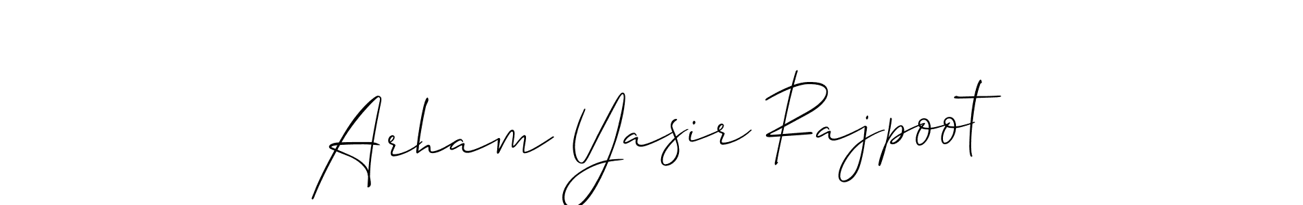 Make a short Arham Yasir Rajpoot signature style. Manage your documents anywhere anytime using Allison_Script. Create and add eSignatures, submit forms, share and send files easily. Arham Yasir Rajpoot signature style 2 images and pictures png
