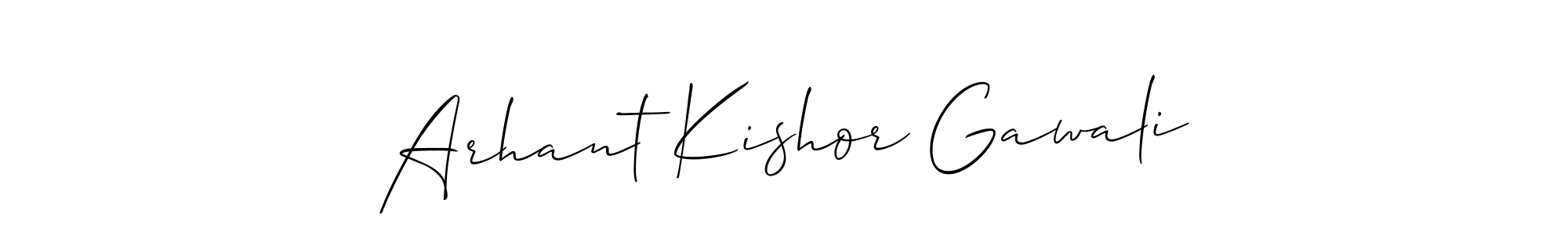 The best way (Allison_Script) to make a short signature is to pick only two or three words in your name. The name Arhant Kishor Gawali include a total of six letters. For converting this name. Arhant Kishor Gawali signature style 2 images and pictures png