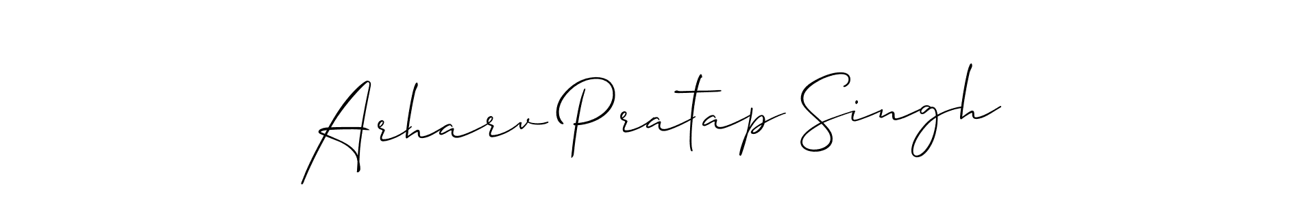 if you are searching for the best signature style for your name Arharv Pratap Singh. so please give up your signature search. here we have designed multiple signature styles  using Allison_Script. Arharv Pratap Singh signature style 2 images and pictures png