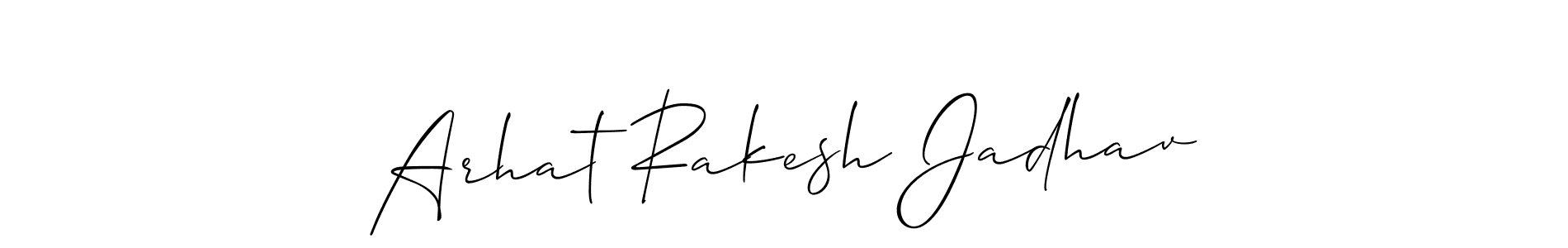 Allison_Script is a professional signature style that is perfect for those who want to add a touch of class to their signature. It is also a great choice for those who want to make their signature more unique. Get Arhat Rakesh Jadhav name to fancy signature for free. Arhat Rakesh Jadhav signature style 2 images and pictures png