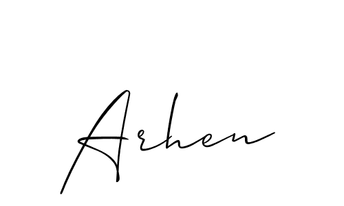 Make a beautiful signature design for name Arhen. With this signature (Allison_Script) style, you can create a handwritten signature for free. Arhen signature style 2 images and pictures png