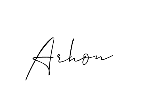 Make a beautiful signature design for name Arhon. With this signature (Allison_Script) style, you can create a handwritten signature for free. Arhon signature style 2 images and pictures png