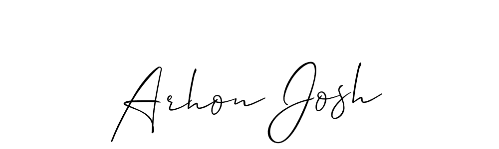 Allison_Script is a professional signature style that is perfect for those who want to add a touch of class to their signature. It is also a great choice for those who want to make their signature more unique. Get Arhon Josh name to fancy signature for free. Arhon Josh signature style 2 images and pictures png