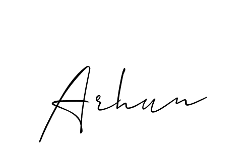 Arhun stylish signature style. Best Handwritten Sign (Allison_Script) for my name. Handwritten Signature Collection Ideas for my name Arhun. Arhun signature style 2 images and pictures png