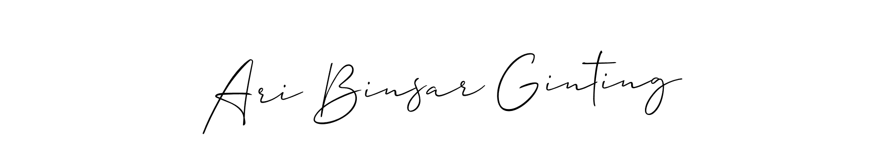 It looks lik you need a new signature style for name Ari Binsar Ginting. Design unique handwritten (Allison_Script) signature with our free signature maker in just a few clicks. Ari Binsar Ginting signature style 2 images and pictures png