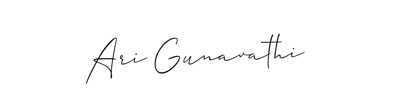 Also You can easily find your signature by using the search form. We will create Ari Gunavathi name handwritten signature images for you free of cost using Allison_Script sign style. Ari Gunavathi signature style 2 images and pictures png