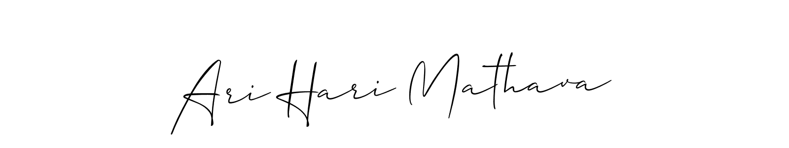 Allison_Script is a professional signature style that is perfect for those who want to add a touch of class to their signature. It is also a great choice for those who want to make their signature more unique. Get Ari Hari Mathava name to fancy signature for free. Ari Hari Mathava signature style 2 images and pictures png