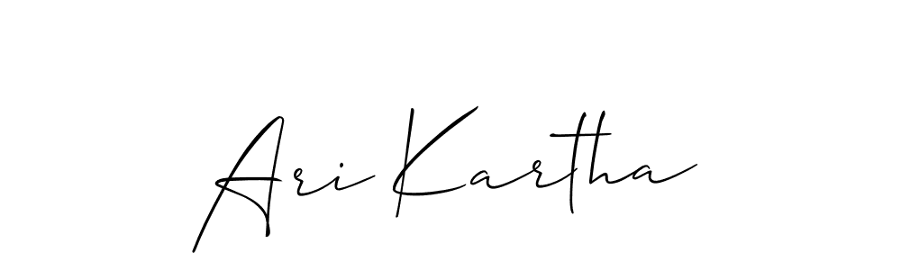 Make a beautiful signature design for name Ari Kartha. With this signature (Allison_Script) style, you can create a handwritten signature for free. Ari Kartha signature style 2 images and pictures png