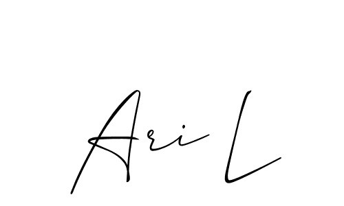 You should practise on your own different ways (Allison_Script) to write your name (Ari L) in signature. don't let someone else do it for you. Ari L signature style 2 images and pictures png
