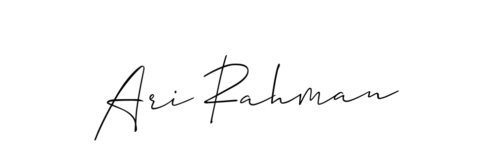 How to make Ari Rahman name signature. Use Allison_Script style for creating short signs online. This is the latest handwritten sign. Ari Rahman signature style 2 images and pictures png