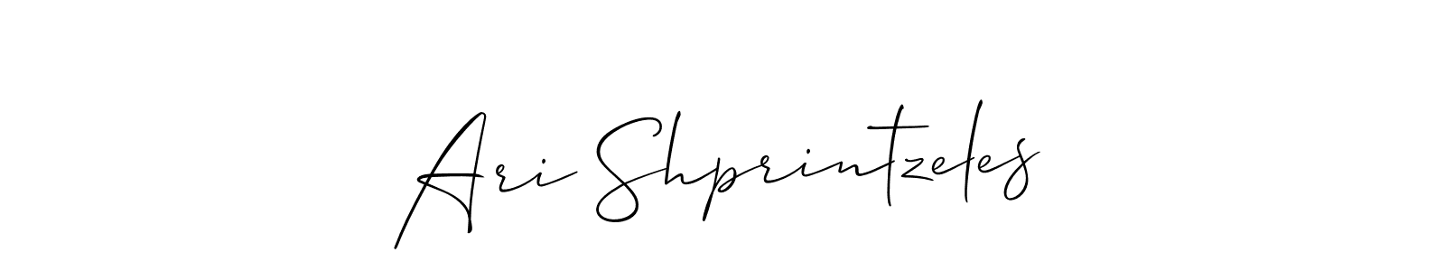 You should practise on your own different ways (Allison_Script) to write your name (Ari Shprintzeles) in signature. don't let someone else do it for you. Ari Shprintzeles signature style 2 images and pictures png