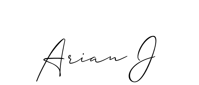 Use a signature maker to create a handwritten signature online. With this signature software, you can design (Allison_Script) your own signature for name Arian J. Arian J signature style 2 images and pictures png