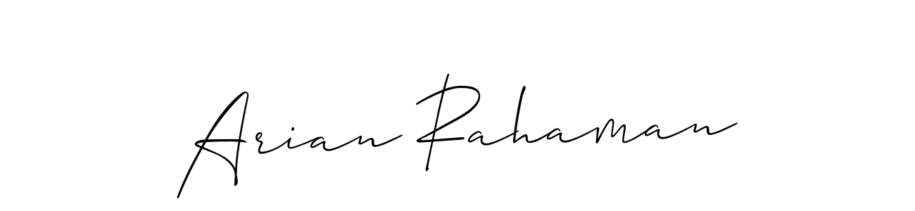 How to make Arian Rahaman name signature. Use Allison_Script style for creating short signs online. This is the latest handwritten sign. Arian Rahaman signature style 2 images and pictures png