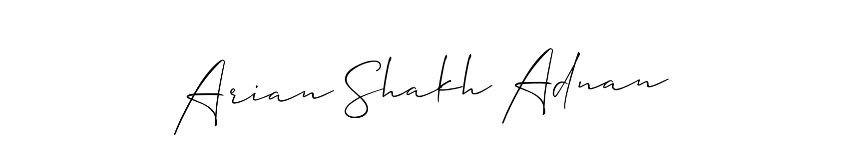 Make a beautiful signature design for name Arian Shakh Adnan. With this signature (Allison_Script) style, you can create a handwritten signature for free. Arian Shakh Adnan signature style 2 images and pictures png