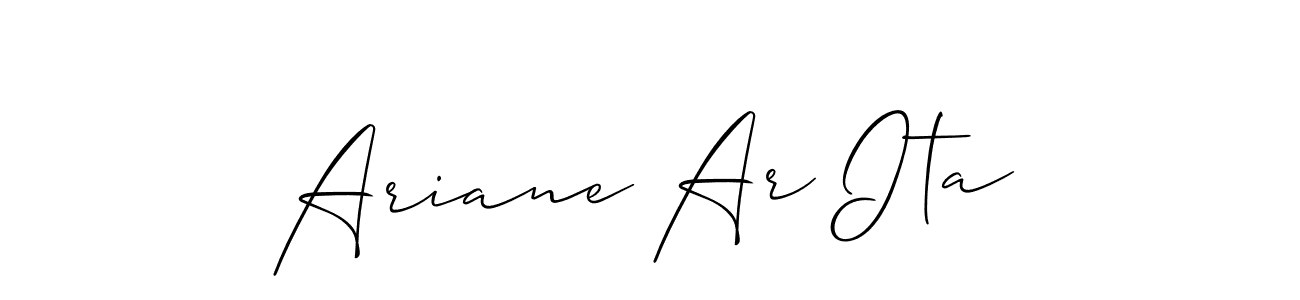 Also You can easily find your signature by using the search form. We will create Ariane Ar Ita name handwritten signature images for you free of cost using Allison_Script sign style. Ariane Ar Ita signature style 2 images and pictures png