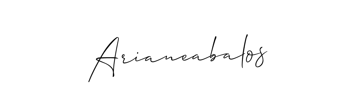 Use a signature maker to create a handwritten signature online. With this signature software, you can design (Allison_Script) your own signature for name Arianeabalos. Arianeabalos signature style 2 images and pictures png
