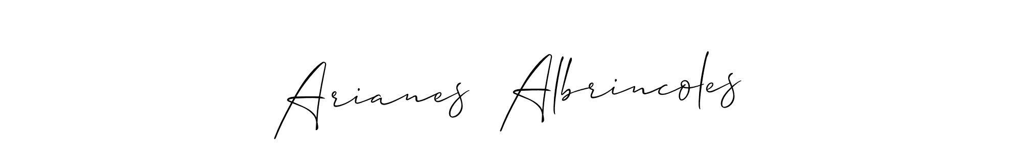 The best way (Allison_Script) to make a short signature is to pick only two or three words in your name. The name Arianes  Albrincoles include a total of six letters. For converting this name. Arianes  Albrincoles signature style 2 images and pictures png