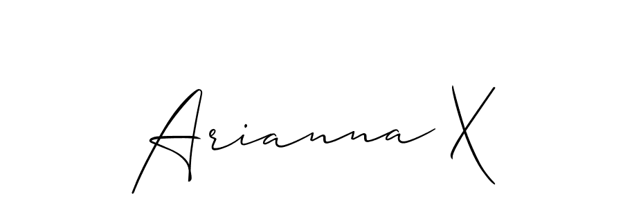 The best way (Allison_Script) to make a short signature is to pick only two or three words in your name. The name Arianna X include a total of six letters. For converting this name. Arianna X signature style 2 images and pictures png
