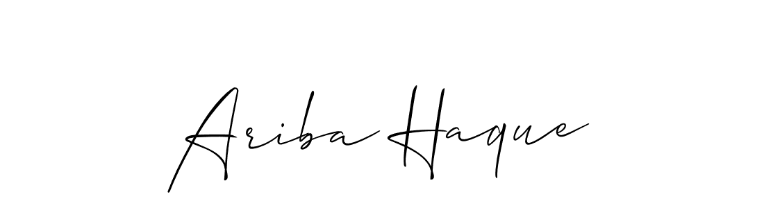 How to make Ariba Haque name signature. Use Allison_Script style for creating short signs online. This is the latest handwritten sign. Ariba Haque signature style 2 images and pictures png