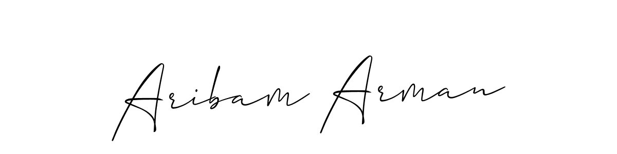 Create a beautiful signature design for name Aribam Arman. With this signature (Allison_Script) fonts, you can make a handwritten signature for free. Aribam Arman signature style 2 images and pictures png