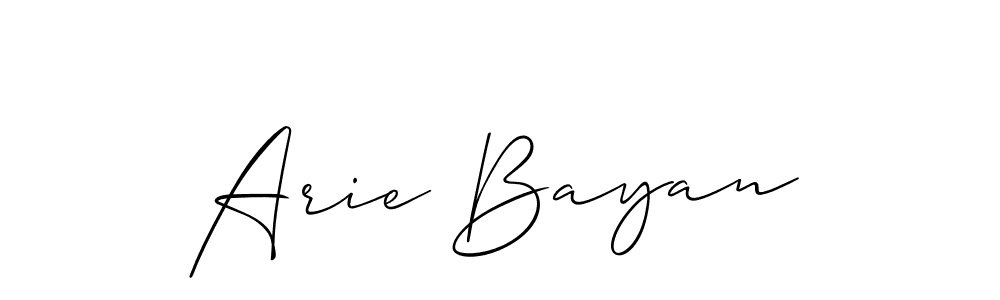 The best way (Allison_Script) to make a short signature is to pick only two or three words in your name. The name Arie Bayan include a total of six letters. For converting this name. Arie Bayan signature style 2 images and pictures png