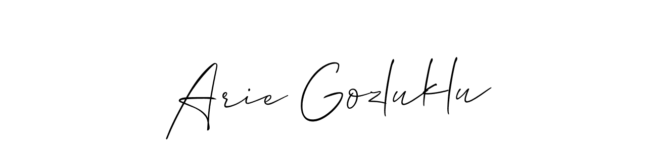 Allison_Script is a professional signature style that is perfect for those who want to add a touch of class to their signature. It is also a great choice for those who want to make their signature more unique. Get Arie Gozluklu name to fancy signature for free. Arie Gozluklu signature style 2 images and pictures png